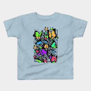 Colorful Papillon - Cute Butterfly - Zebra Pattern - Puzzle Kids T-Shirt